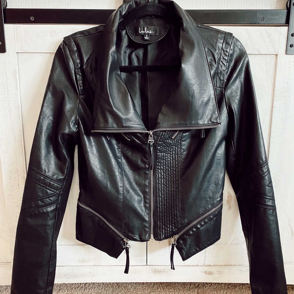 Lulus Black vegan leather jacket